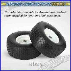 GICOOL 15x6.00-6 Flat Free Lawn Mower Tire and Wheel 2 Pcs 15x6-6nhs Riding