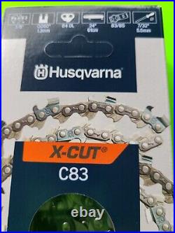 Genuine Husqvarna 585550084 24 3/8.050 84 DL Saw Chain Loop C83 5 pack