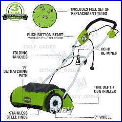 Greenworks 10 Amp 14 Corded Electric Dethatcher (Stainless Steel Tines) NEW