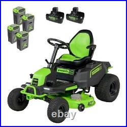 Greenworks 60V 42 inch Riding Lawn Mower with 4x 8Ah Battery and 2x 10A Charger