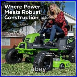 Greenworks 60V 42 inch Riding Lawn Mower with 4x 8Ah Battery and 2x 10A Charger