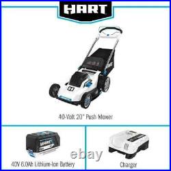 HART 40-Volt Cordless 20-inch Push Mower (1) 6.0 Ah Lithium Ion Battery