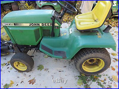 JOHN DEERE 318 GARDEN TRACTOR WITH PLOW AND MOWER DECK