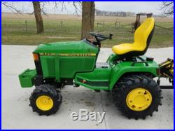 JOHN DEERE 445 with 3pt TILLER garden tractor lawn mower Kawasaki hydraulic bar