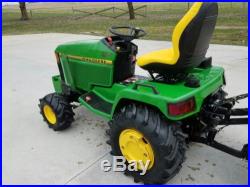 JOHN DEERE 445 with 3pt TILLER garden tractor lawn mower Kawasaki hydraulic bar