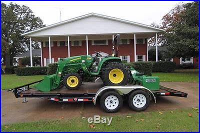 John Deere 3032e MFWD w/h Loader, Mower, Bx Blade, Pst Hole Dig. & New PJ Trailer