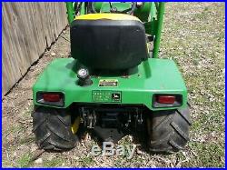 John Deere 318 Garden Tractor with hydraulic loader and blade landscaping