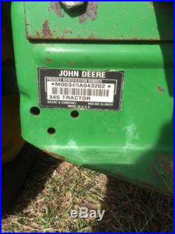 John Deere 345 Lawn and Garden Tractor 48 in Deck Mower Power Steering Nice