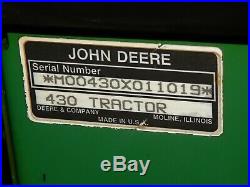 John Deere 430 Diesel Garden Tractor, 60 Deck, 3-Point Hitch, Brinly Hitch