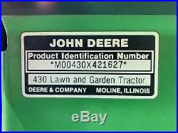 John Deere 430 diesel garden tractor with 60 inch deck