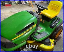 John Deere LA130 Lawn Tractor/Mower with Plow, Chains, Weights