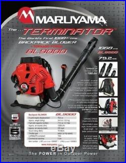 Maruyama BL9000 Backpack Blower 1068 CFM 79.2cc Engine 5 Yr WtyBL9000