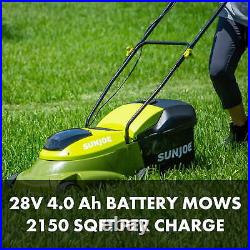 NEW Sun Joe Cordless Electric Walk-Behind Push Lawn Mower, 14-inch, 28-Volt