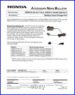New Genuine OEM Honda Battery Float Charger 06320-VH7-UA2 Kit for Lawn Mowers