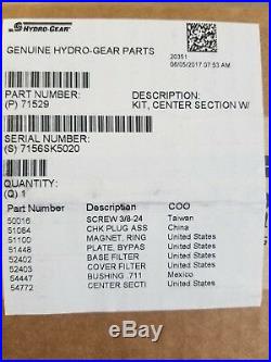 New Genuine OEM Hydro Gear LH Center Section Kit 71529 with Filter