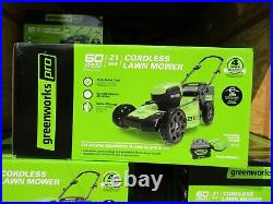 New, Greenworks Pro 60V Lithium Ion Push 21 Cordless Electric Lawn Mower