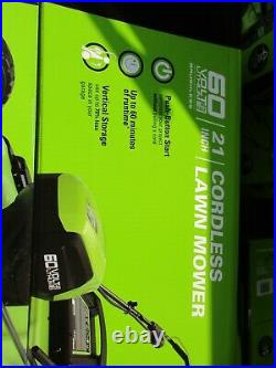 New, Greenworks Pro 60V Lithium Ion Push 21 Cordless Electric Lawn Mower