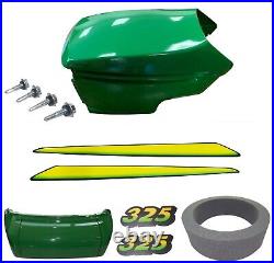 New Upper &Lower Hood/Bumper/Foam Isolator/LH&RH Stickers Fits John Deere 325 UP