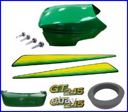 New Upper & Lower Hood/Bumper/Foam Isolator/LH&RH Stickers Fits John Deere GT245