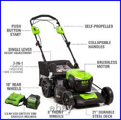 Restored Greenworks LMF414 Brushless Cordless Self-Propelled Lawn Mower 40V