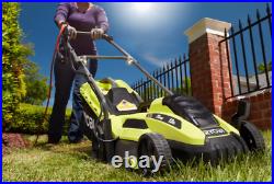 Ryobi Lawn Mower Electric Push Best Walk Behind Backyard Garden Grass Backyard