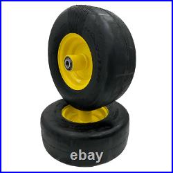 SET of 2 13x5.00-6 Flat Free Wheel 5/8 Inch Axle, 5.75 Inch Symmetrical Hub