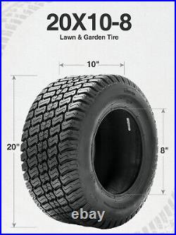 Set 2 20x10-8 Lawn Mower Tires 4Ply Heavy Duty 20x10x8 Garden Tractor Tubeless