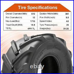 Set Of 2 24x12-12 Lawn Mower Tires 4PR Heavy Duty 24x12x12 Garden Tubeless Tyres
