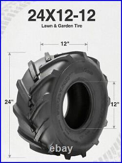 Set Of 2 24x12-12 Lawn Mower Tires 4PR Heavy Duty 24x12x12 Garden Tubeless Tyres