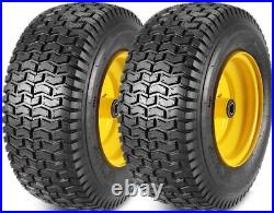 Set of 2, 16x6.50-8 Turf Tractor Lawn Mower Tires with Rim, 3/4 Bearings, 4 Ply