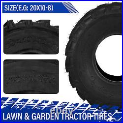 Set of 2 20x10.00-8 4PR Garden Lawn Mower Tractor Turf Tires Rim Width 7.0