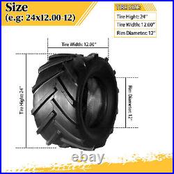 Set of 2 24x12.00-12 Lawn Mower Garden Tractor Tires 6 Ply 24x12-12 Tubeless