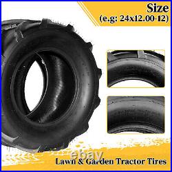 Set of 2 24x12.00-12 Lawn Mower Garden Tractor Tires 6 Ply 24x12-12 Tubeless