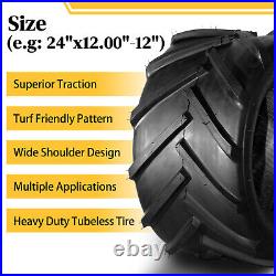 Set of 2 24x12.00-12 Lawn Mower Garden Tractor Tires 6 Ply 24x12-12 Tubeless