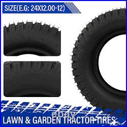 Set of 2 24x12.00-12 Lawn Mower Tractor Turf Tires 4 Ply 24x12-12 Tubeless
