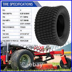 Set of 2 24x12.00-12 Lawn Mower Tractor Turf Tires 4 Ply 24x12-12 Tubeless