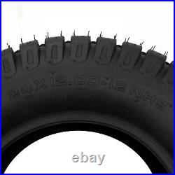 Set of 2 24x12.00-12 Lawn Mower Tractor Turf Tires 4 Ply 24x12-12 Tubeless