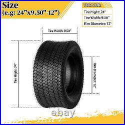 Set of 2 24x9.50-12 Lawn Mower Tractor Turf Tires Heavy Duty 4 Ply Tubeless