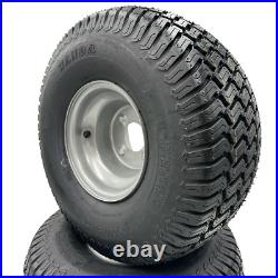 Set of 2 Silver 20x10.00-8 Lawn Mower Tire and Rim (Compatible with Husqvarna)