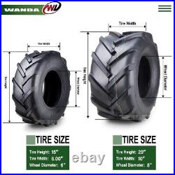 Set of 4 WANDA 15x6-6 & 20x10-8 Lawn Mower Agriculture Farm Tractor Tires 4Ply