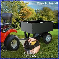 Steel Dump Cart 8 Cubic Feet 350LB for ATV/UTV Trailer Tow Behind Lawn Heavy