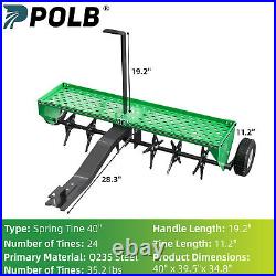 Steel Heavy Duty Lawn Aerator with 40 Width Tow Plug Achieve Well Kept Lawn