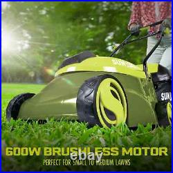 Sun Joe 28V Cordless 14 Brushless Push Walk-Behind Lawn Mower, Adjustable Cut