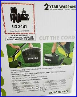 Sun Joe MJ401C-PRO Cordless Push Lawn Mower with Side Discharge Chute and Catcher