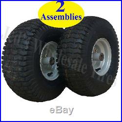 TWO 15x6.00-6 15x600-6 15/6.00-6 15/600-6 Lawn Mower Tire Rim Wheel Assembly 4pr