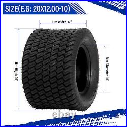 Two 20x12.00-10 Lawn Mower Garden Tractor Turf Tires 4 Ply 20x12-10 20 12 10