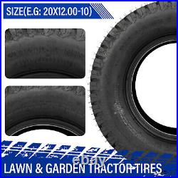 Two 20x12.00-10 Lawn Mower Garden Tractor Turf Tires 4 Ply 20x12-10 20 12 10