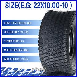 Two 22x10.00-10 Lawn & Garden Mower Tractor Turf Tires 4 Ply 22x10-10 22x10x10