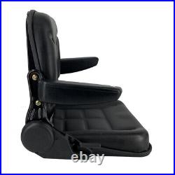 Universal Lawn Mower Seat Tractor Forklift Seat with Sliding Track & Armrest