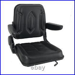 Universal Lawn Mower Seat Tractor Forklift Seat with Sliding Track & Armrest